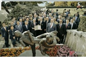 Suisse-Commémoration du jubilé d’or du taekwondo mondial : Erection d’ une statue de taekwondo au Musée olympique de Lausanne