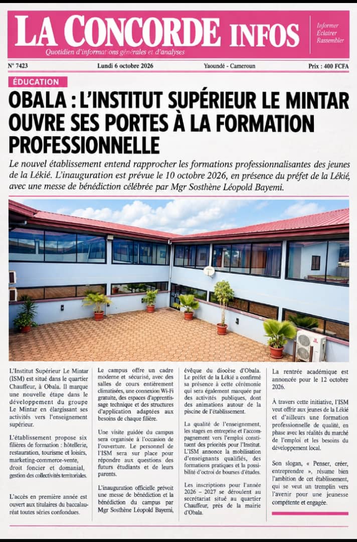 Obala : Le Mintar investit dans l’enseignement supérieur et mise sur la formation professionnelle